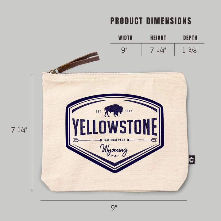 Yellowstone National Park, Wyoming,, Organic Cotton Zipper Pouch, Go Bag Go Bag Lantern Press 