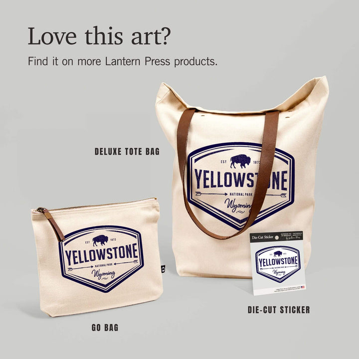 Yellowstone National Park, Wyoming,, Organic Cotton Zipper Pouch, Go Bag Go Bag Lantern Press 