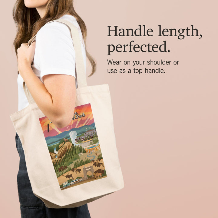 Yellowstone National Park, Wyoming, Retro View, Tote Bag Totes Lantern Press 