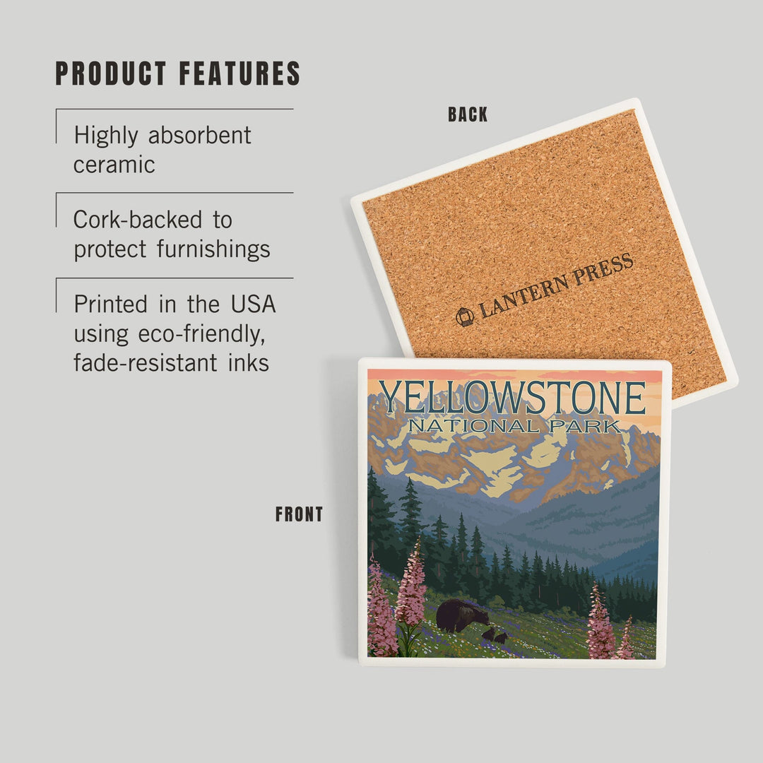 Yellowstone National Park, Wyoming, Spring Flowers, Coasters Coasters Lantern Press 