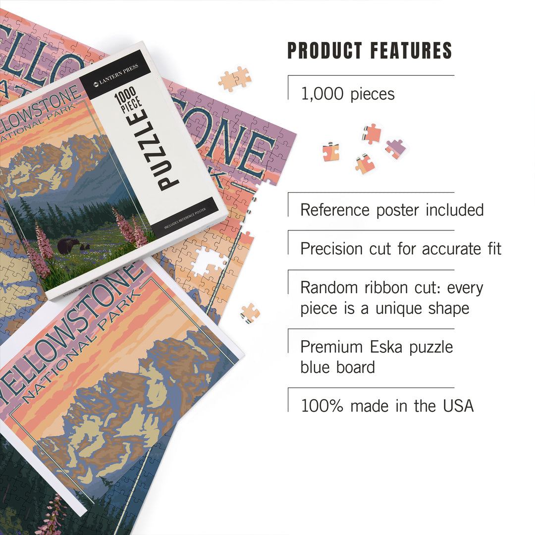 Yellowstone National Park, Wyoming, Spring Flowers, Jigsaw Puzzle Puzzle Lantern Press 