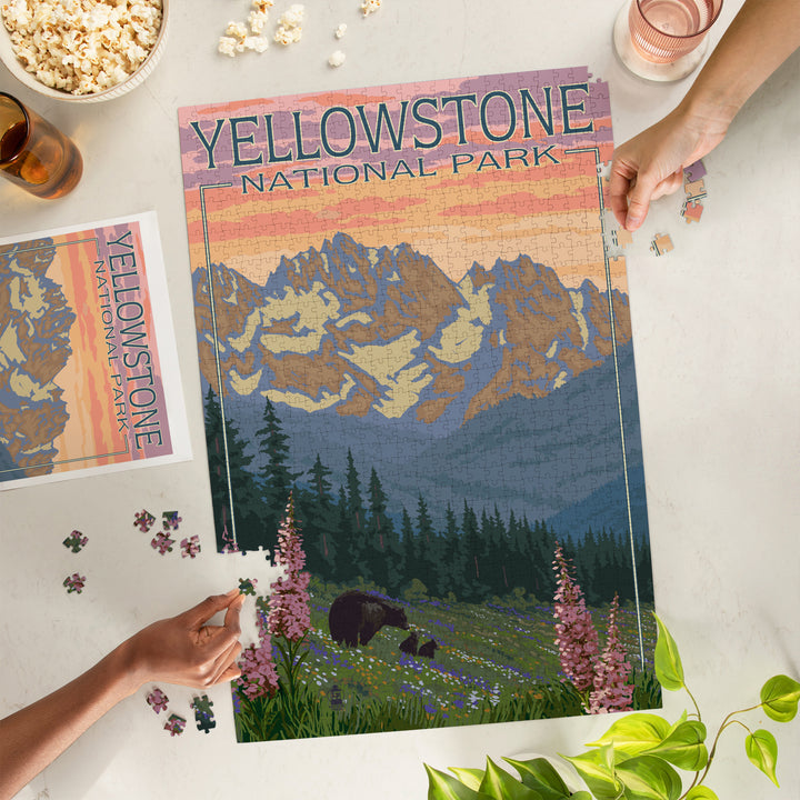 Yellowstone National Park, Wyoming, Spring Flowers, Jigsaw Puzzle Puzzle Lantern Press 