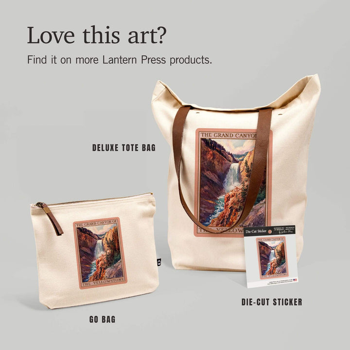 Yellowstone National Park, Wyoming, The Grand Canyon of Yellowstone,, Organic Cotton Zipper Pouch, Go Bag Go Bag Lantern Press 