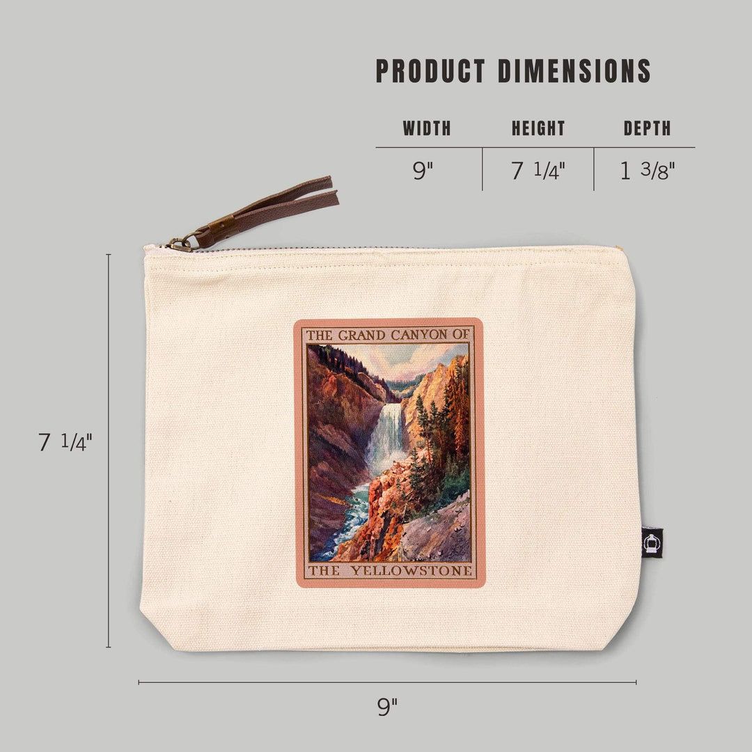 Yellowstone National Park, Wyoming, The Grand Canyon of Yellowstone,, Organic Cotton Zipper Pouch, Go Bag Go Bag Lantern Press 