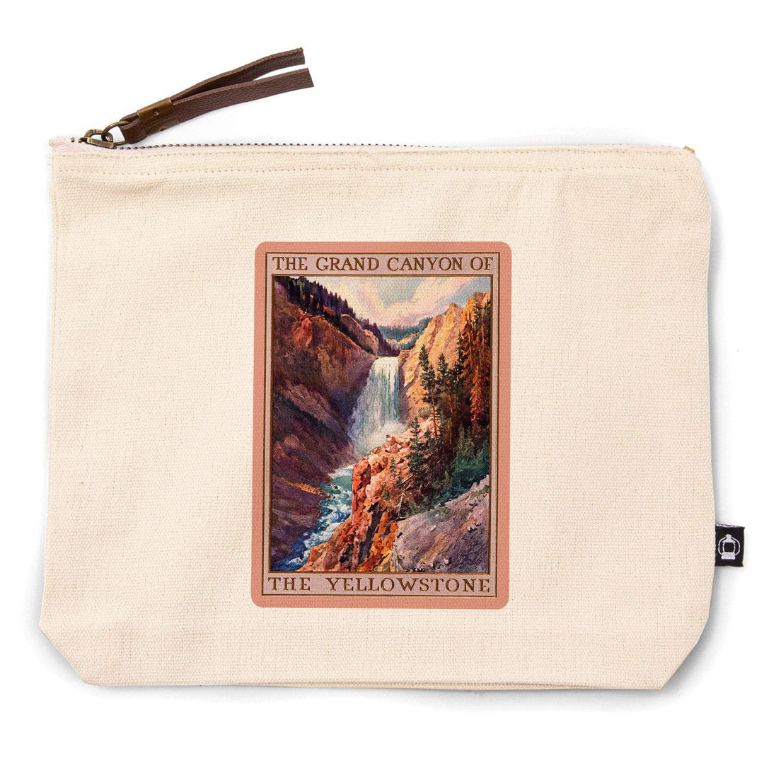 Yellowstone National Park, Wyoming, The Grand Canyon of Yellowstone,, Organic Cotton Zipper Pouch, Go Bag Go Bag Lantern Press 