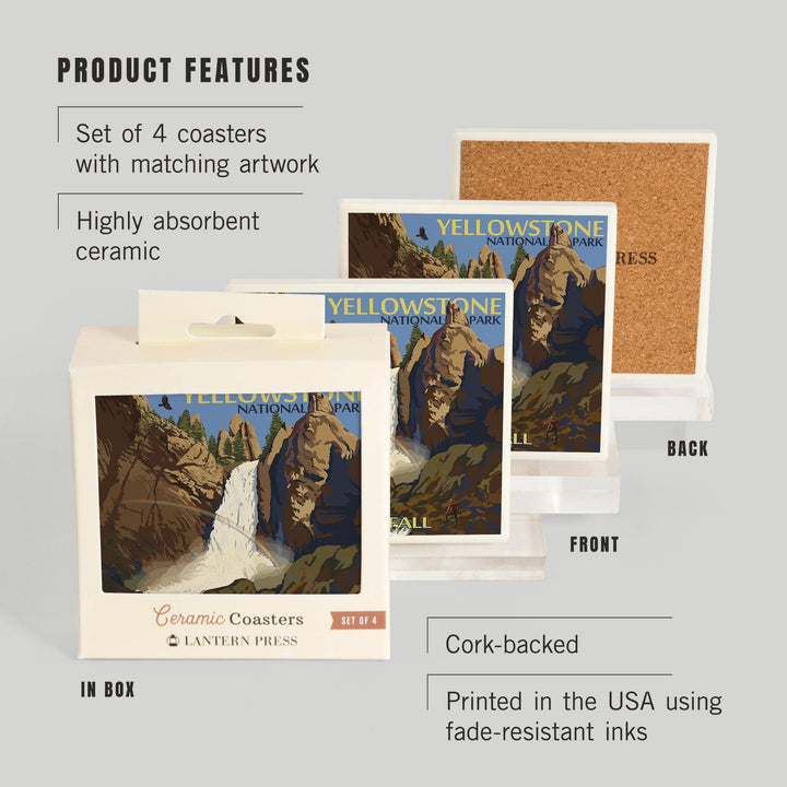 Yellowstone National Park, Wyoming, Tower Fall, Coasters Coasters Lantern Press 
