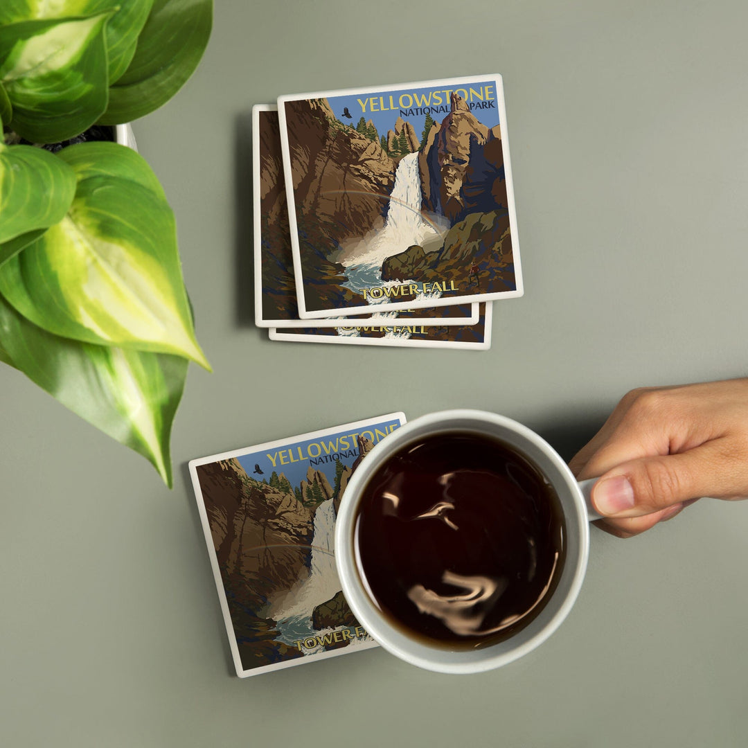 Yellowstone National Park, Wyoming, Tower Fall, Coasters Coasters Lantern Press 
