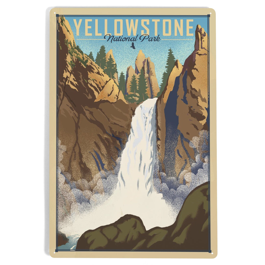 Yellowstone National Park, Wyoming, Tower Falls, Lithograph National Park Series, Metal Signs Metal Lantern Press 