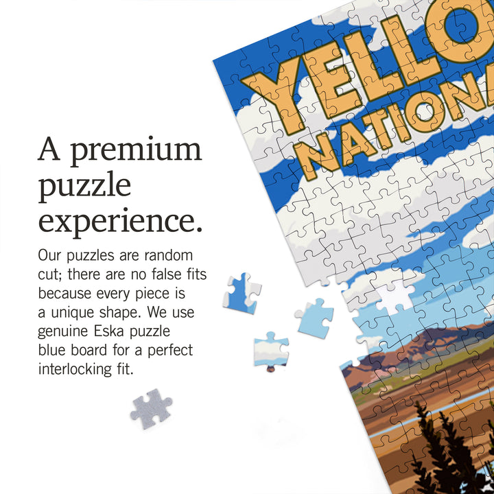 Yellowstone National Park, Wyoming, Yellowstone River and Elk, Jigsaw Puzzle Puzzle Lantern Press 