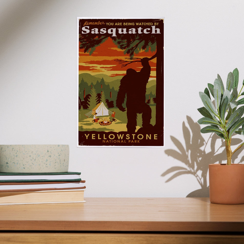 Yellowstone National Park, You Are Being Watched By Sasquatch, Art & Giclee Prints Art Lantern Press 