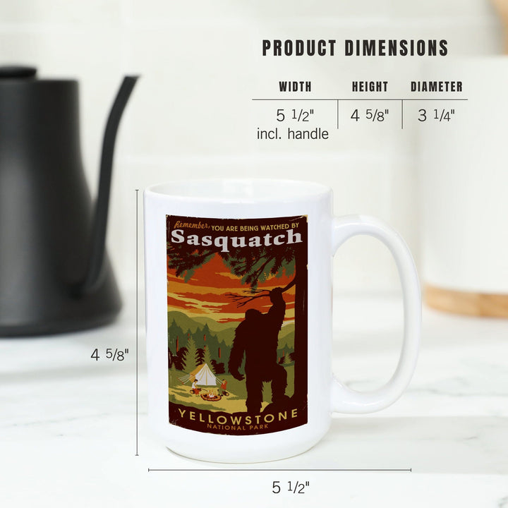 Yellowstone National Park, You Are Being Watched By Sasquatch, Ceramic Mug Mugs Lantern Press 
