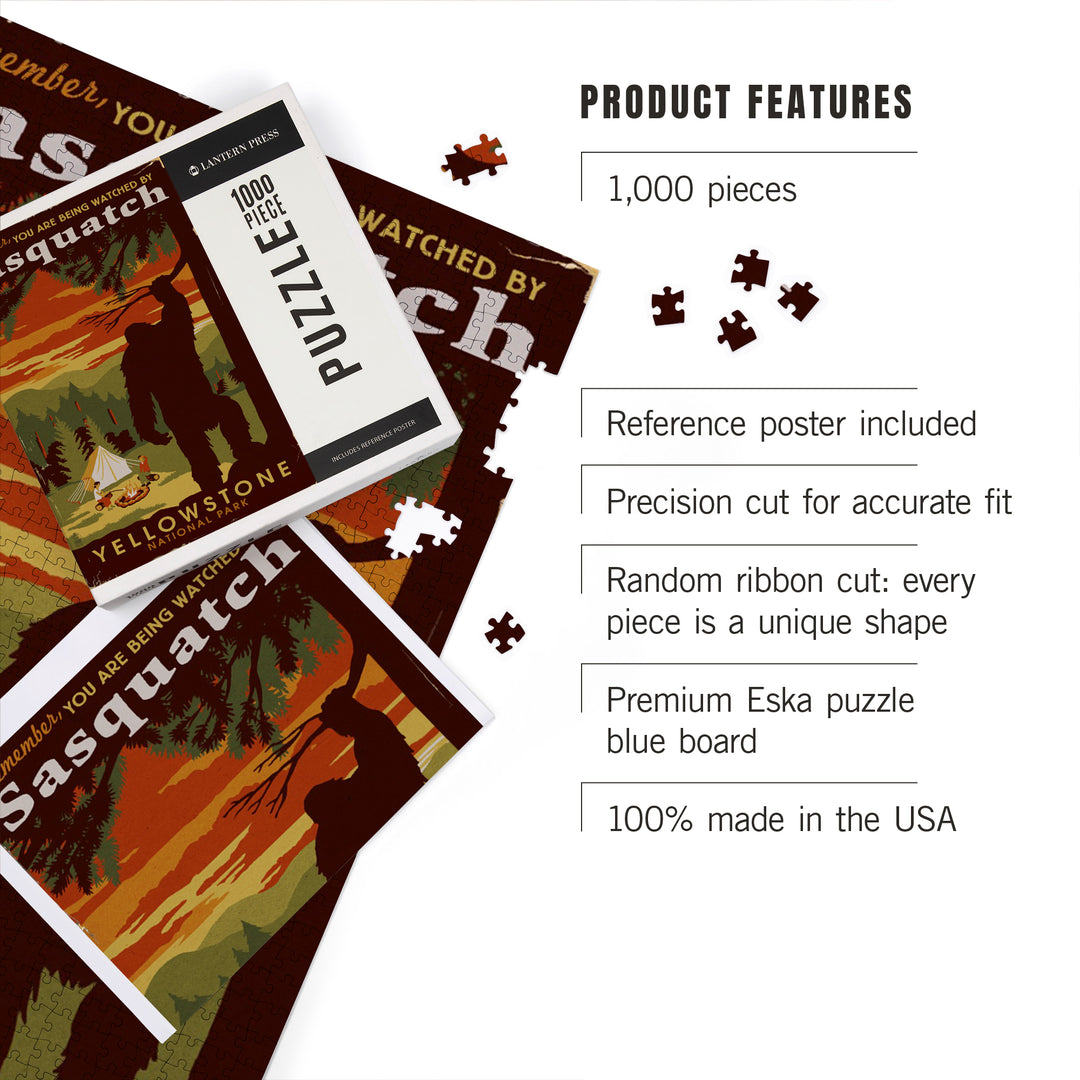 Yellowstone National Park, You Are Being Watched By Sasquatch, Jigsaw Puzzle Puzzle Lantern Press 