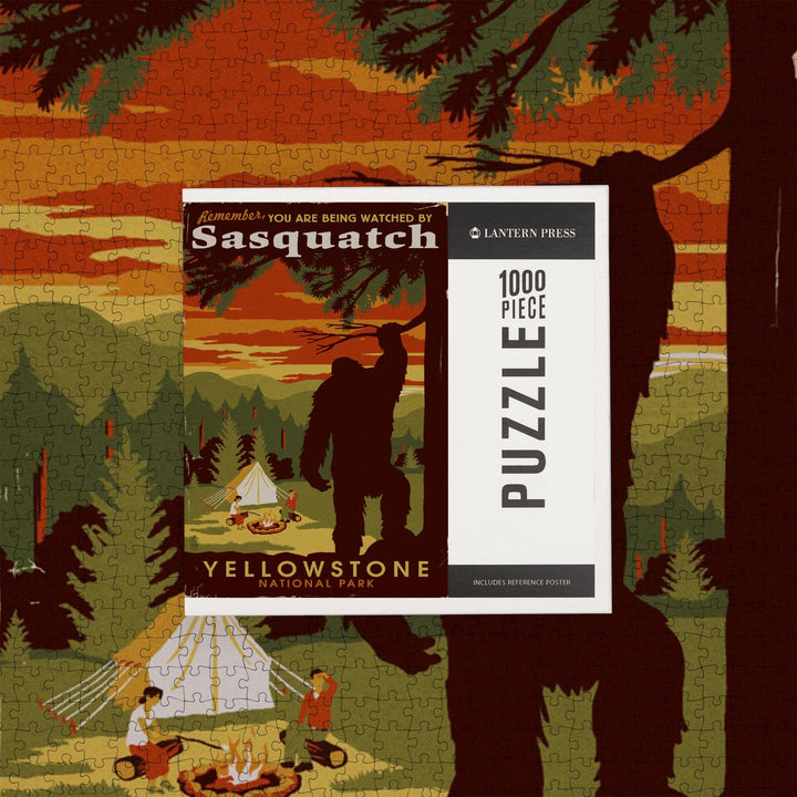 Yellowstone National Park, You Are Being Watched By Sasquatch, Jigsaw Puzzle Puzzle Lantern Press 