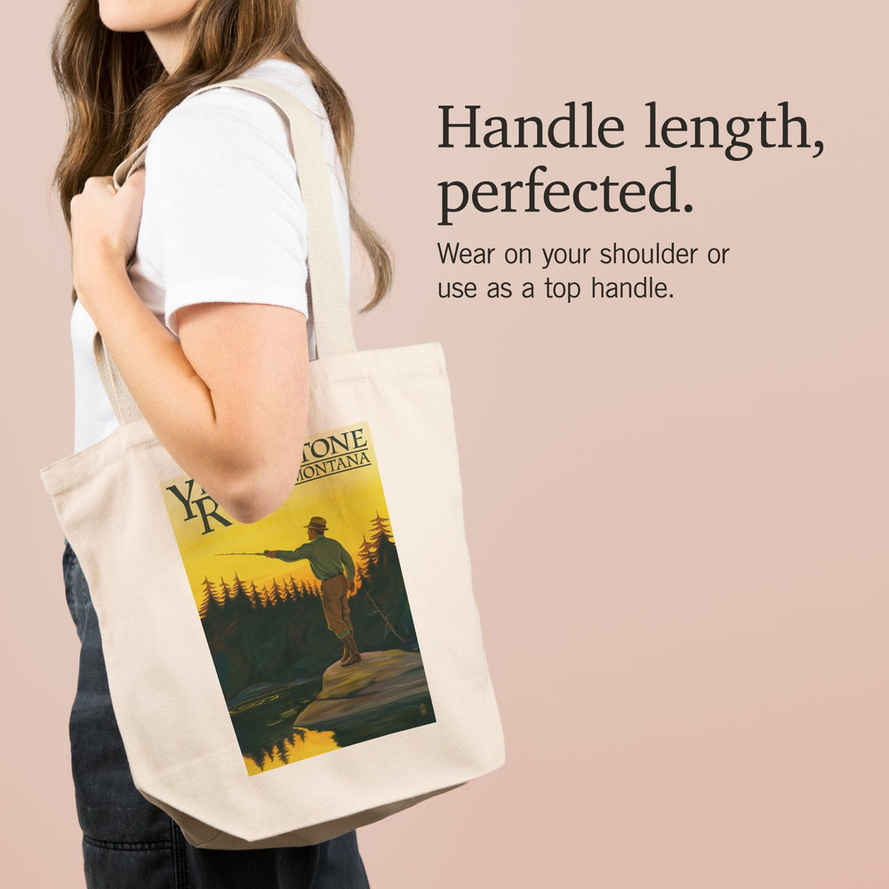 Yellowstone River, Montana, Fly Fishing Scene, Tote Bag Totes Lantern Press 