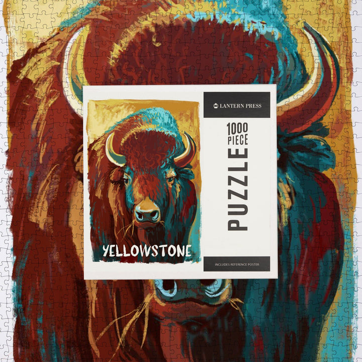Yellowstone, Wyoming, Bison, Vivid, Jigsaw Puzzle Puzzle Lantern Press 