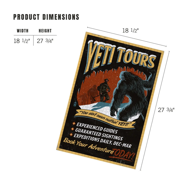 Yeti Tours, Vintage Sign, Jigsaw Puzzle Puzzle Lantern Press 