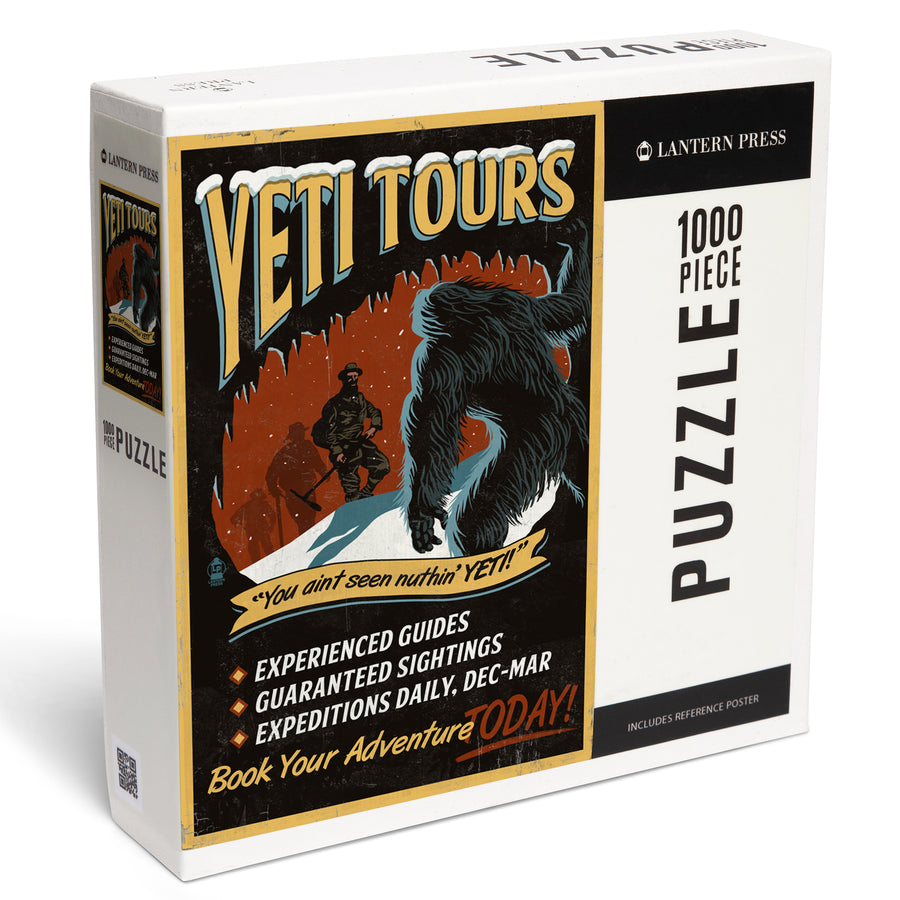 Yeti Tours, Vintage Sign, Jigsaw Puzzle Puzzle Lantern Press 
