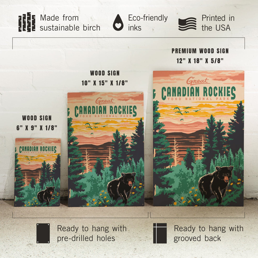 Yoho National Park, Canadian Rockies, Explorer Series, Bear, Lantern Press Artwork, Wood Signs and Postcards Wood Lantern Press 