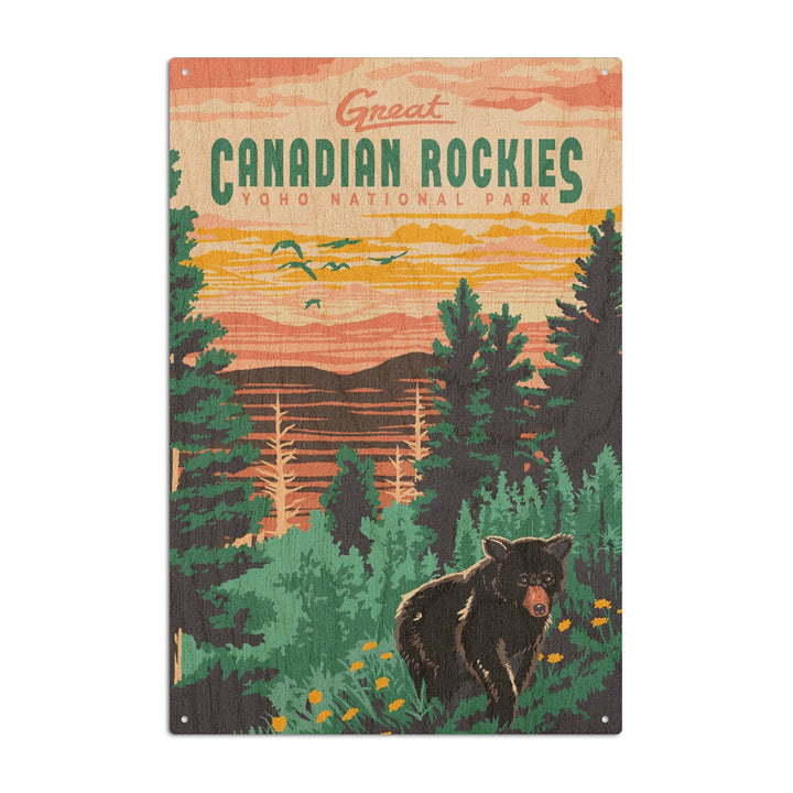 Yoho National Park, Canadian Rockies, Explorer Series, Bear, Lantern Press Artwork, Wood Signs and Postcards Wood Lantern Press 6x9 Wood Sign 