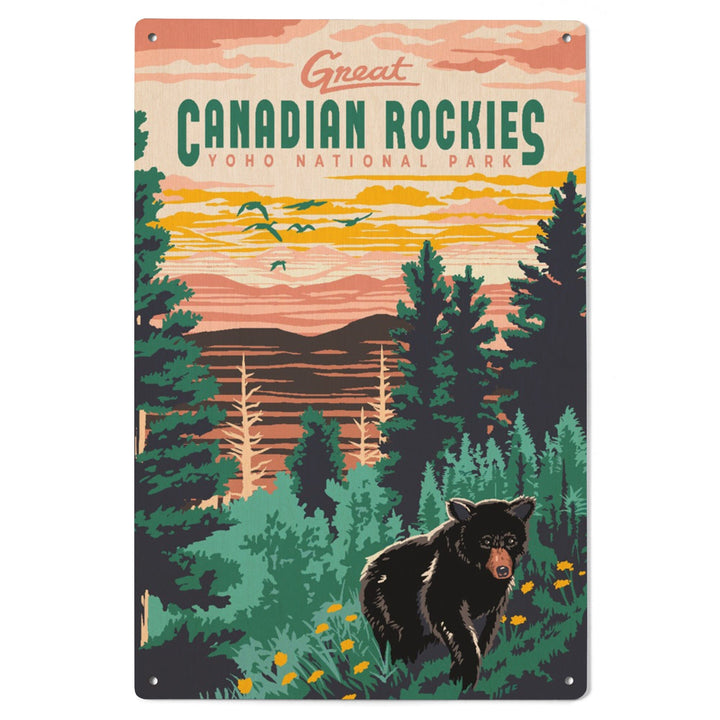 Yoho National Park, Canadian Rockies, Explorer Series, Bear, Lantern Press Artwork, Wood Signs and Postcards Wood Lantern Press 