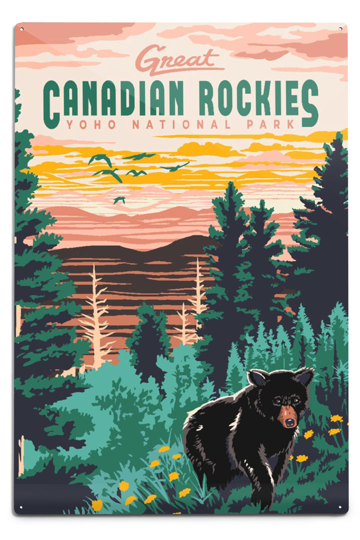 Yoho National Park, Canadian Rockies, Explorer Series, Bear, Metal Signs Metal Lantern Press 6 x 9 Metal Sign 