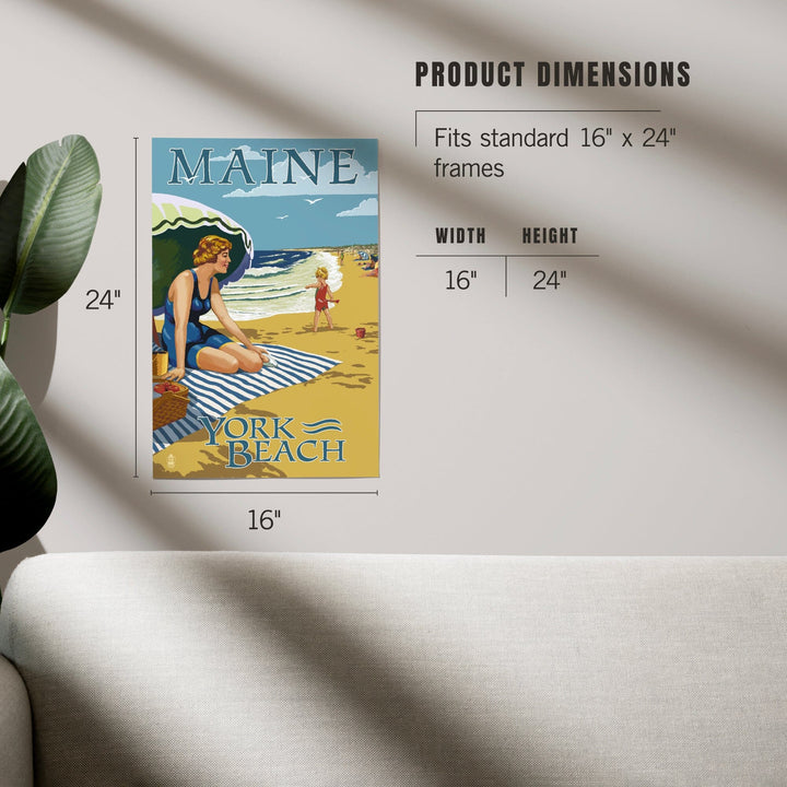 York Beach, Maine, Beach Scene, Art & Giclee Prints Art Lantern Press 