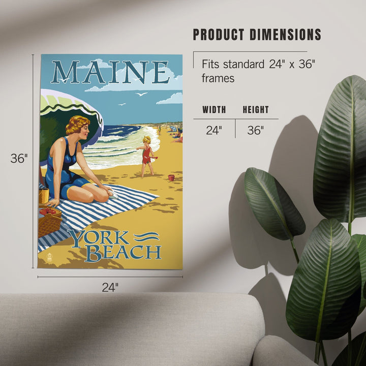 York Beach, Maine, Beach Scene, Art & Giclee Prints Art Lantern Press 
