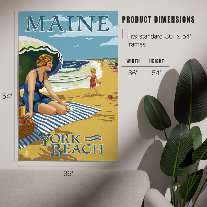 York Beach, Maine, Beach Scene, Art & Giclee Prints Art Lantern Press 