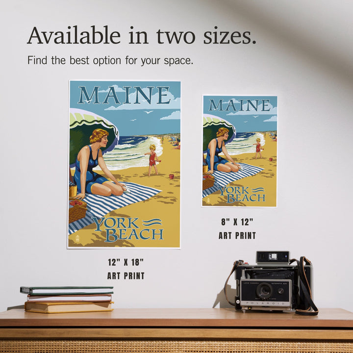 York Beach, Maine, Beach Scene, Art & Giclee Prints Art Lantern Press 