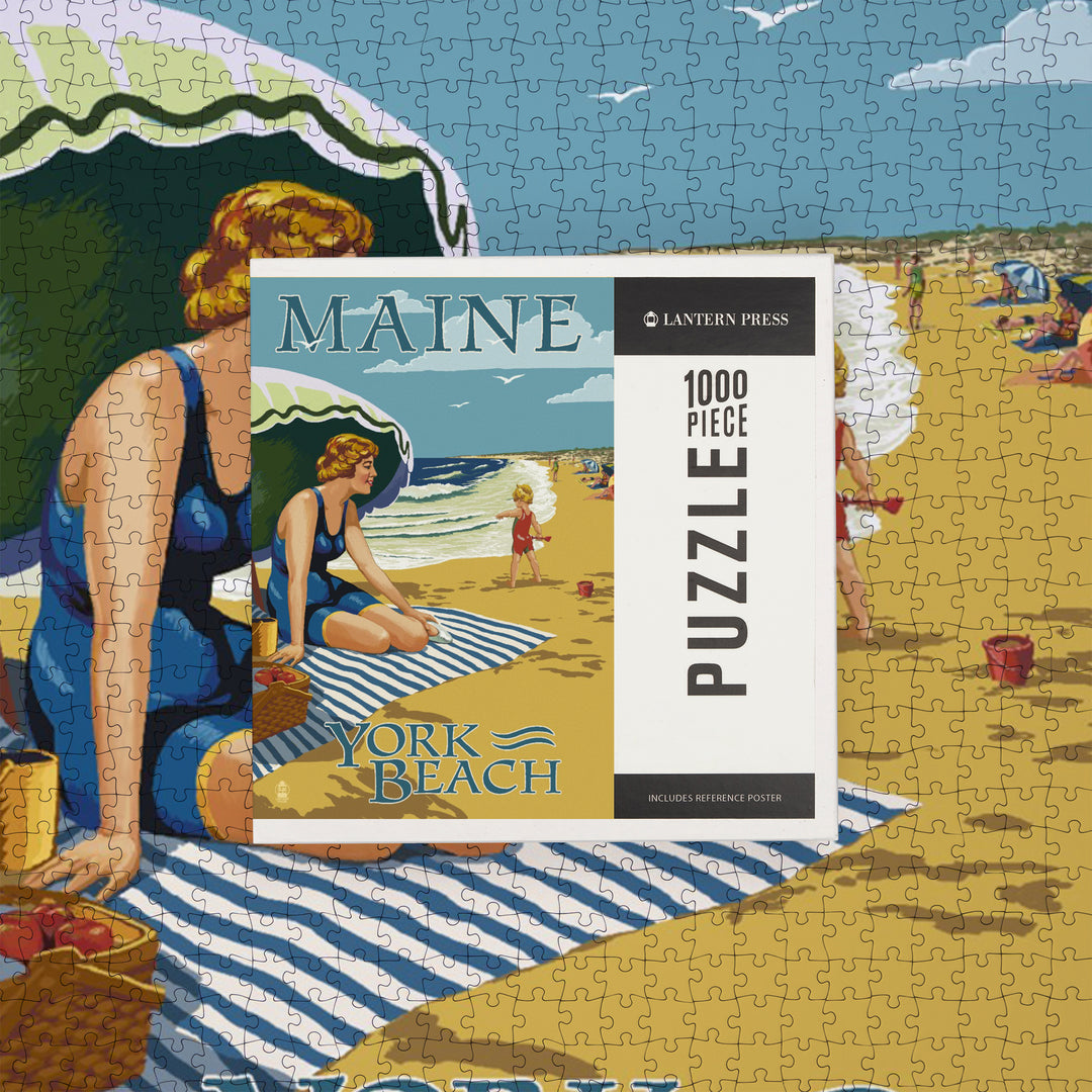 York Beach, Maine, Beach Scene, Jigsaw Puzzle Puzzle Lantern Press 