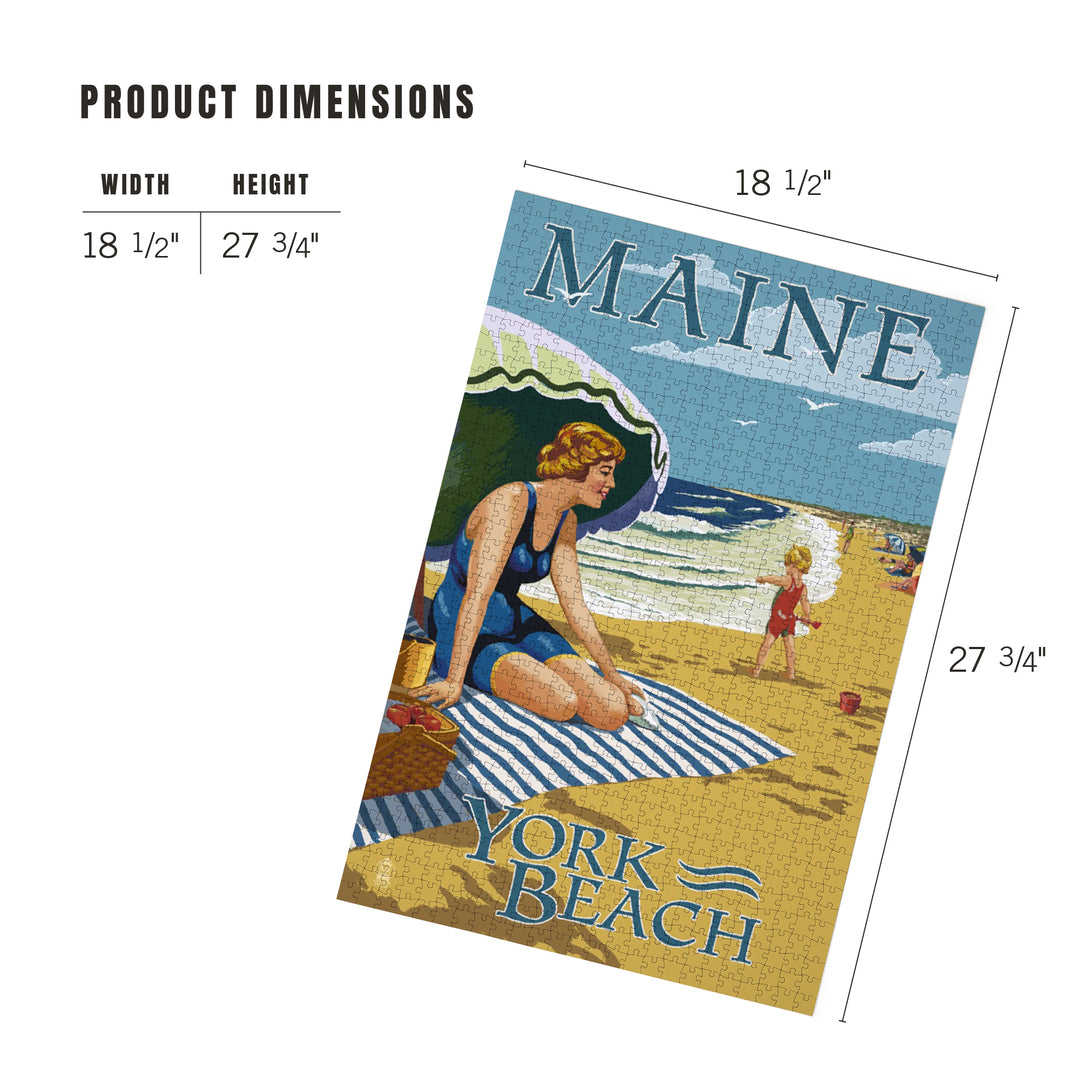 York Beach, Maine, Beach Scene, Jigsaw Puzzle Puzzle Lantern Press 
