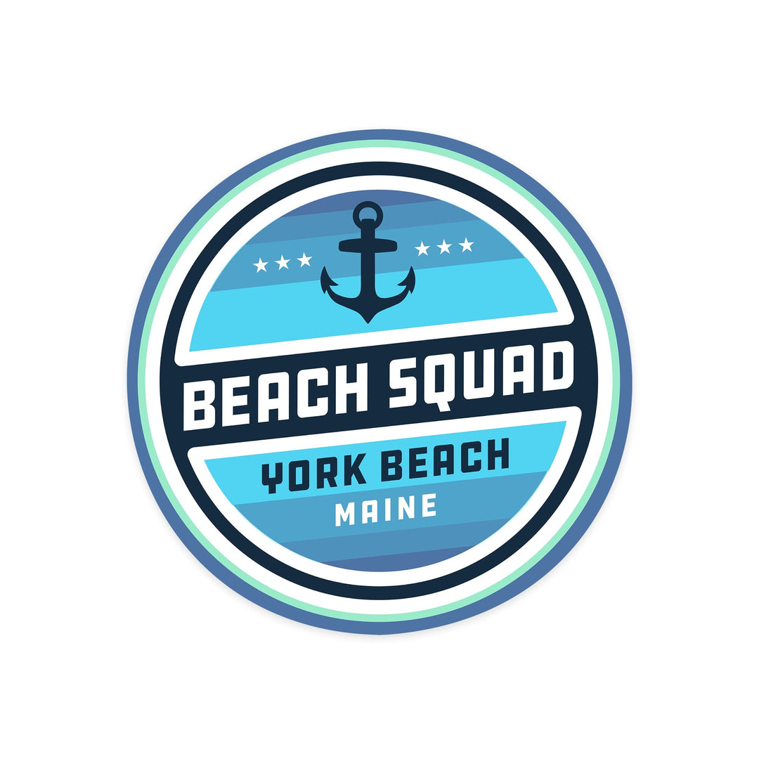 York Beach, Maine, Beach Squad, Contour, Vinyl Sticker Sticker Lantern Press 