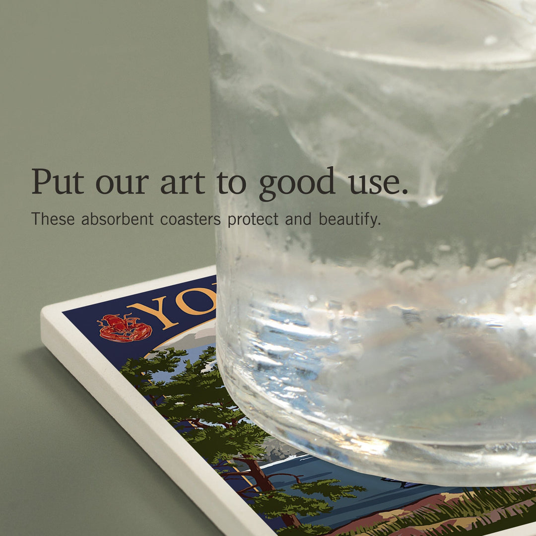 York Beach, Maine, Destinations Sign, Coasters Coasters Lantern Press 