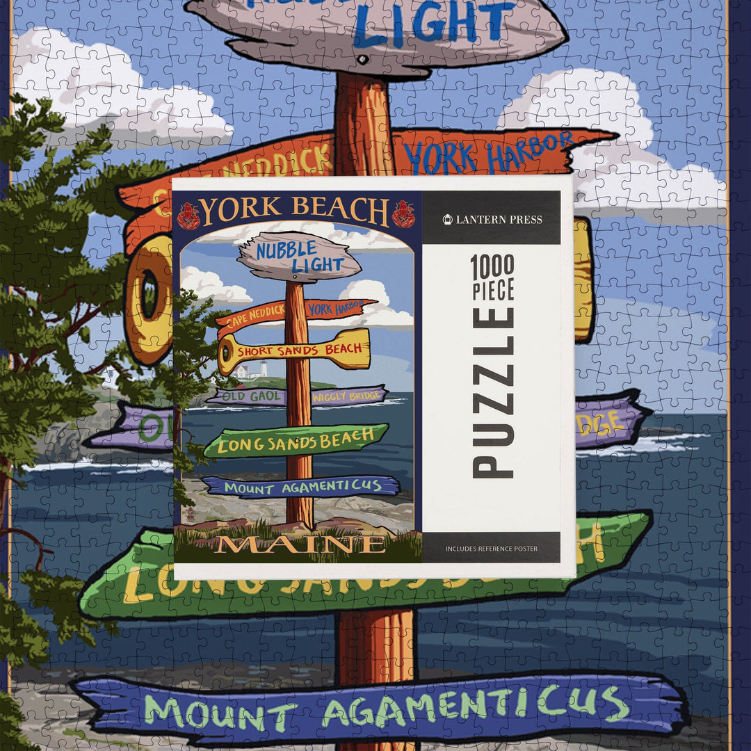 York Beach, Maine, Destinations Sign, Jigsaw Puzzle Puzzle Lantern Press 
