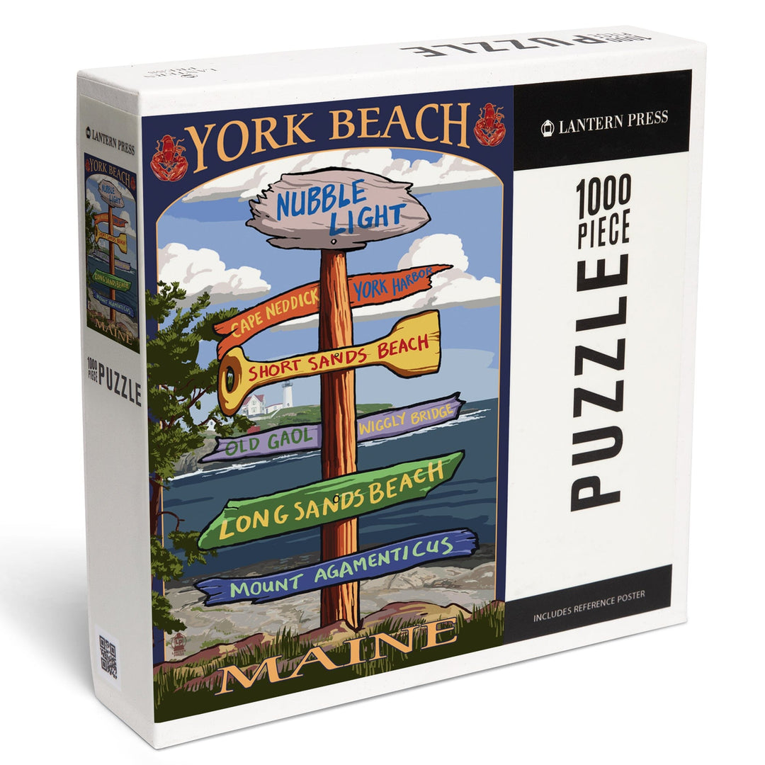 York Beach, Maine, Destinations Sign, Jigsaw Puzzle Puzzle Lantern Press 