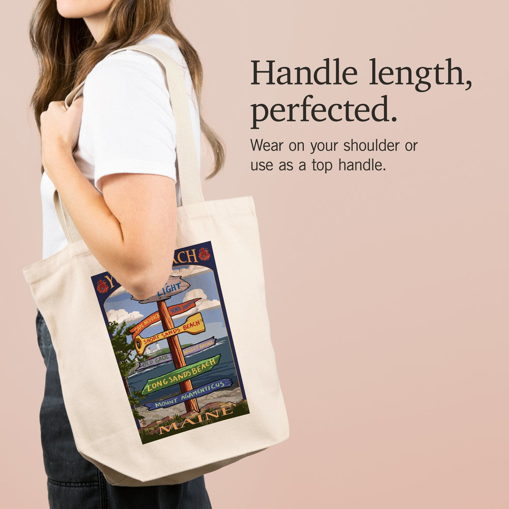 York Beach, Maine, Destinations Sign, Tote Bag Totes Lantern Press 