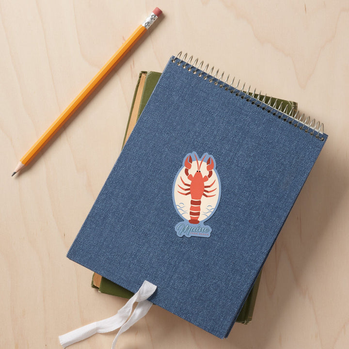 York Beach, Maine, Lobster, Simple Color Block, Contour, Vinyl Sticker Sticker Lantern Press 