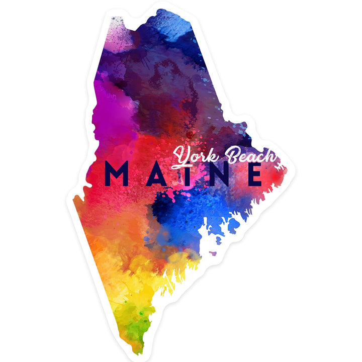 York Beach, Maine, State Abstract, Contour, Vinyl Sticker Sticker Lantern Press 