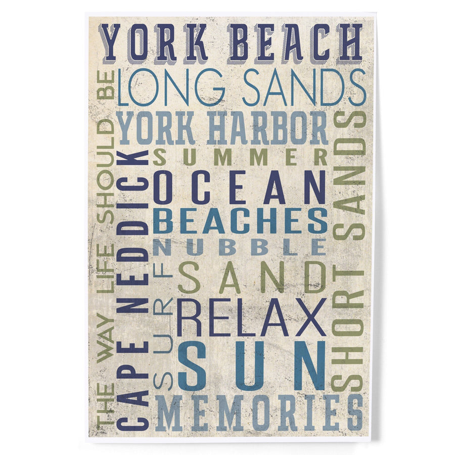 York Beach, Maine, Typography, Art & Giclee Prints Art Lantern Press 