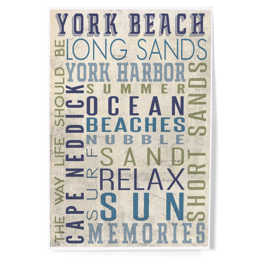 York Beach, Maine, Typography, Art & Giclee Prints Art Lantern Press 