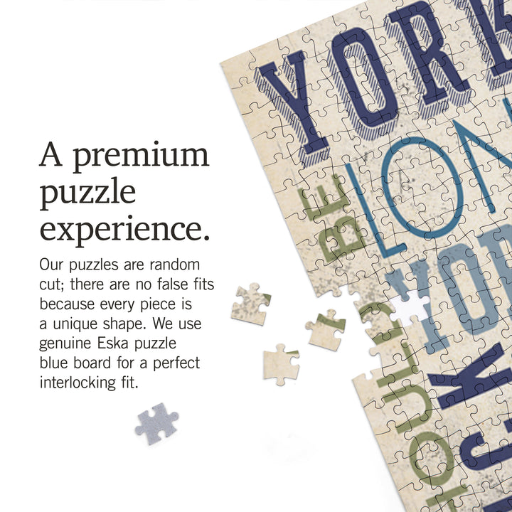 York Beach, Maine, Typography, Jigsaw Puzzle Puzzle Lantern Press 