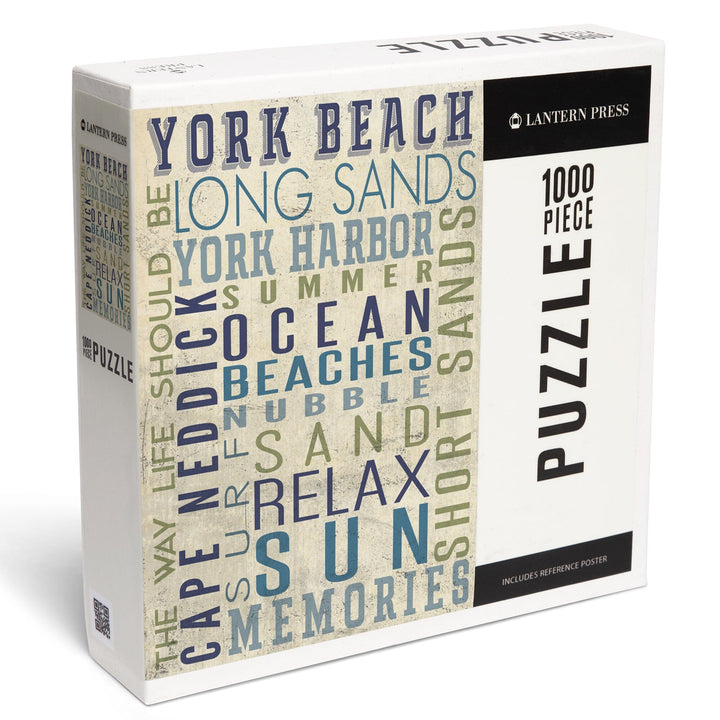 York Beach, Maine, Typography, Jigsaw Puzzle Puzzle Lantern Press 