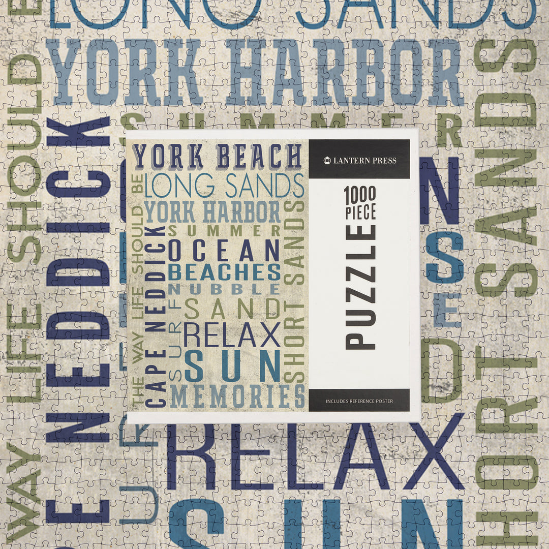 York Beach, Maine, Typography, Jigsaw Puzzle Puzzle Lantern Press 