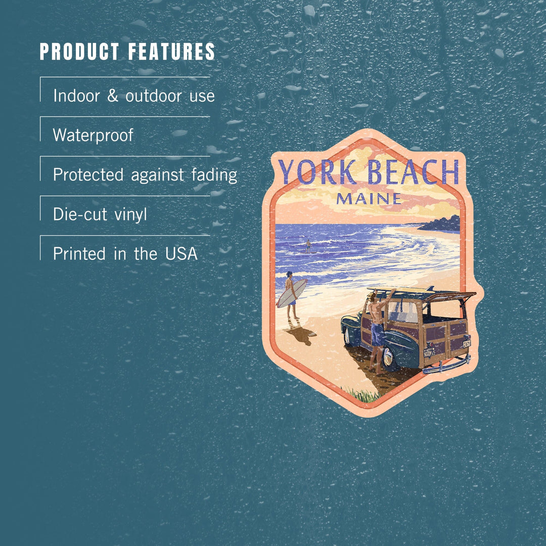 York Beach, Maine, Woody on Beach, Contour, Vinyl Sticker Sticker Lantern Press 