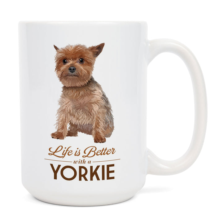 Yorkie, Life is Better, White Background, Ceramic Mug Mugs Lantern Press 