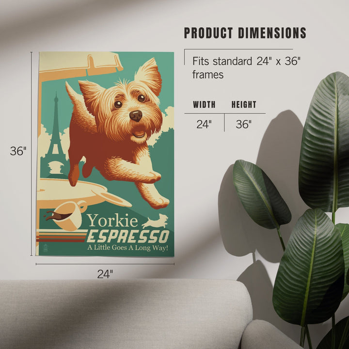 Yorkshire Terrier, Retro Yorkie Espresso Ad, Art & Giclee Prints Art Lantern Press 