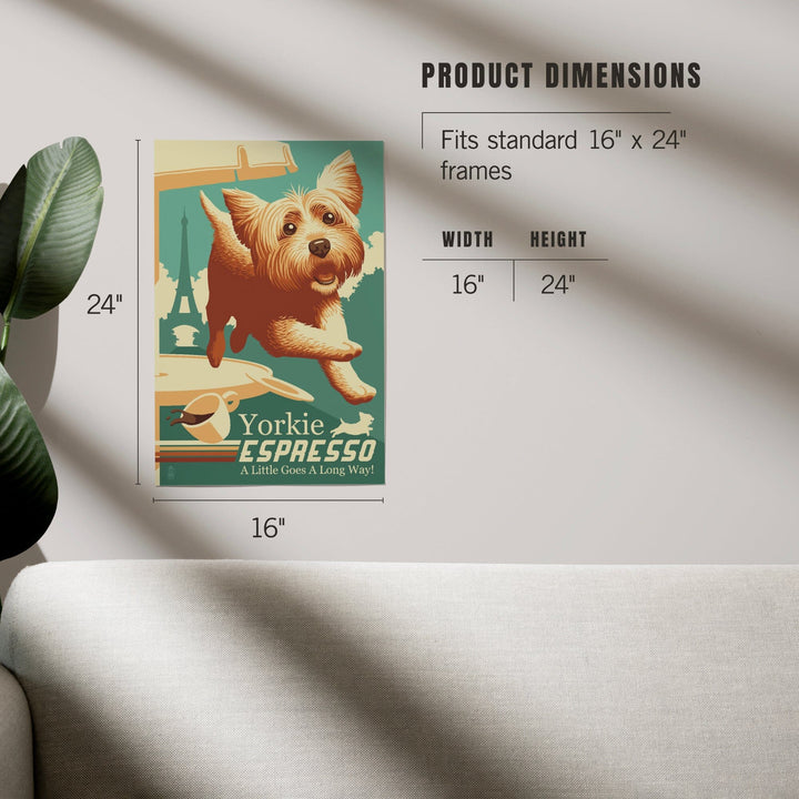 Yorkshire Terrier, Retro Yorkie Espresso Ad, Art & Giclee Prints Art Lantern Press 