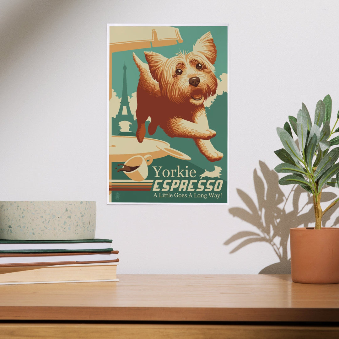 Yorkshire Terrier, Retro Yorkie Espresso Ad, Art & Giclee Prints Art Lantern Press 