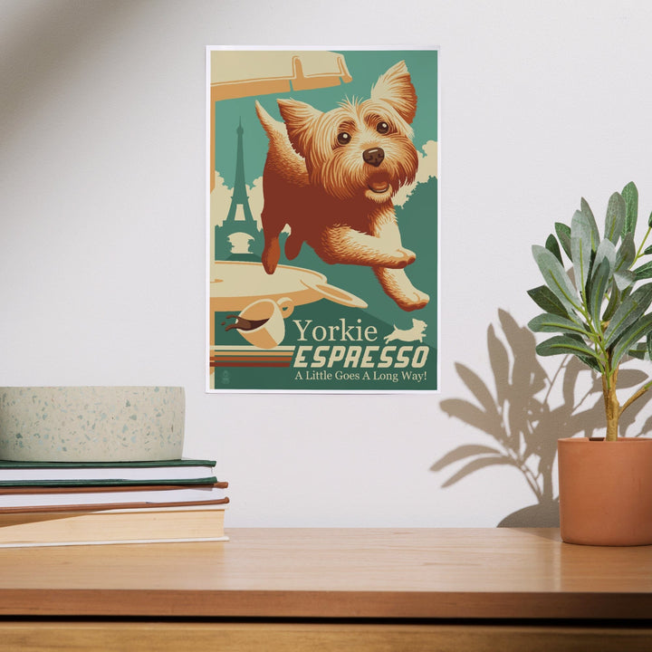 Yorkshire Terrier, Retro Yorkie Espresso Ad, Art & Giclee Prints Art Lantern Press 