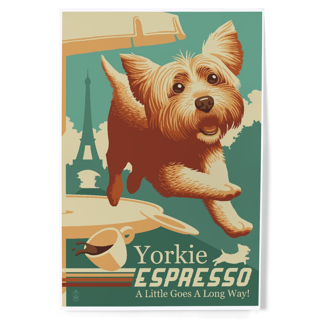 Yorkshire Terrier, Retro Yorkie Espresso Ad, Art & Giclee Prints Art Lantern Press 